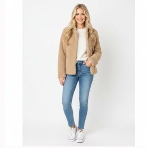 DEMOCRACY Faux Fur Mongolian Curly Lamb Teddy Jacket Medium VGUC